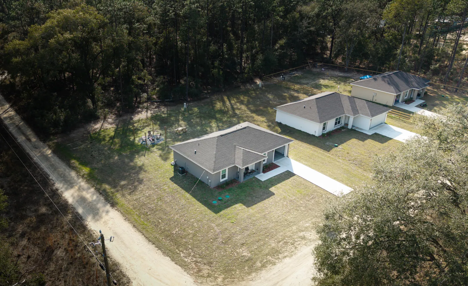 Aerial of single-family homes in Ocala, Florida